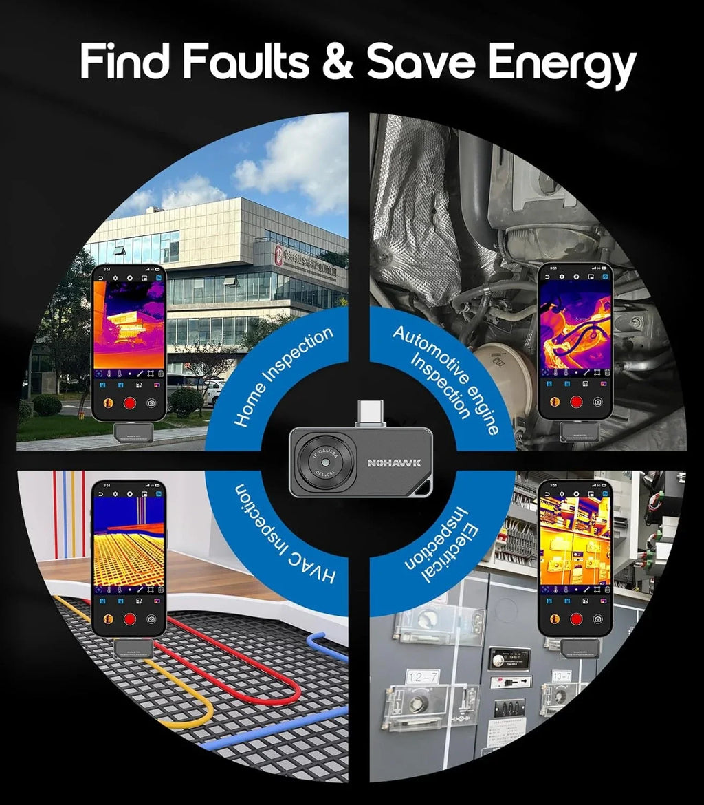 NOHAWK Thermal Camera Type-C for iPhone & Android Devices 160x120 320x240 R+ Super Resolution Support Photo Video Capture & Save