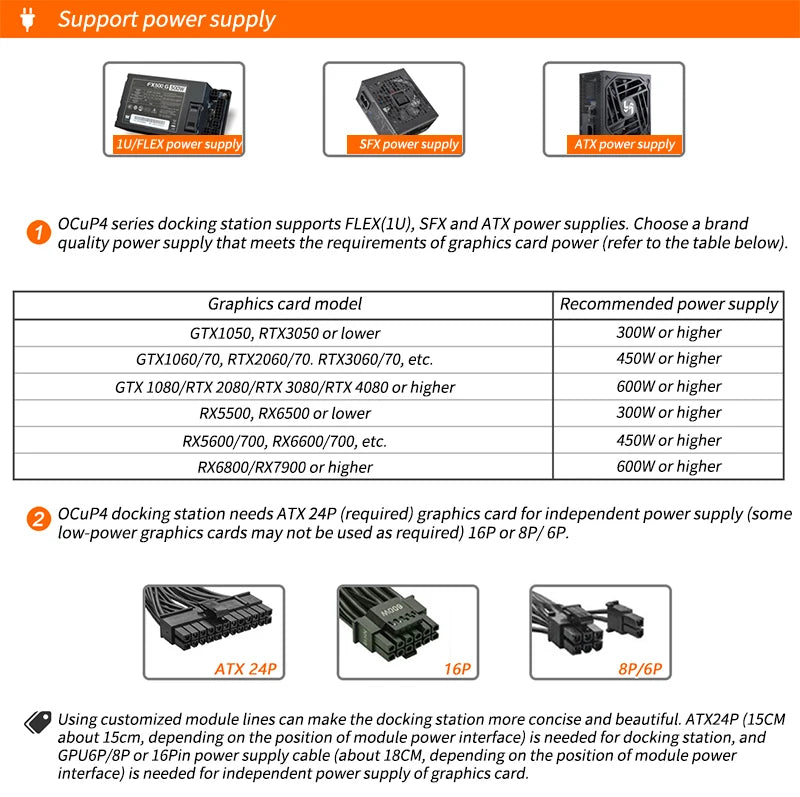 OCuP4V2 OCuLink External Graphics Card Dock PCI-E 4.0 x4 ReDriver Optional M.2 M key Adapter for Laptop Mini PC to Video Card