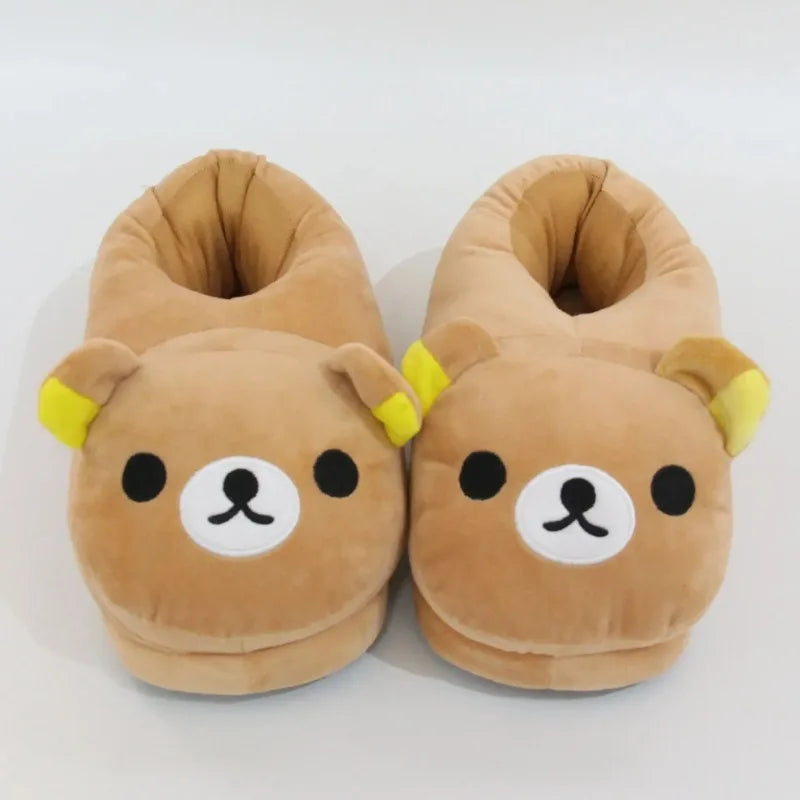 Luxury Winter Bear Cotton Ladies Slippers House Home Cartoon Cute Bear Home Indoor Couple Female Warm Indoor Slipper Casual