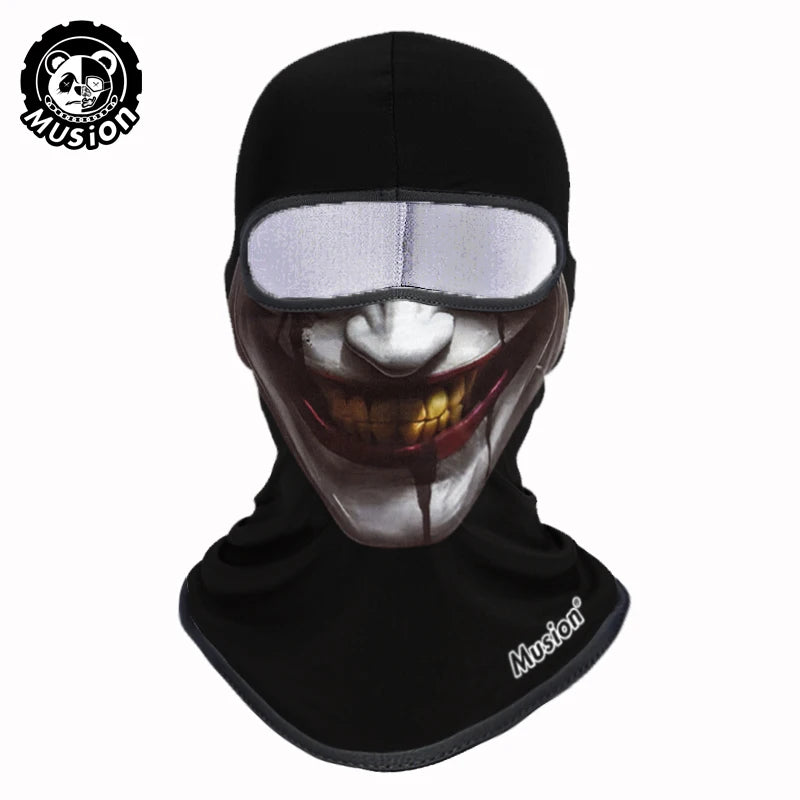Musion Balaclava Helmet Liner Full Face Mask Skull Print Moto Topeng Muka Rider for Cycling and Riding Motorcycle