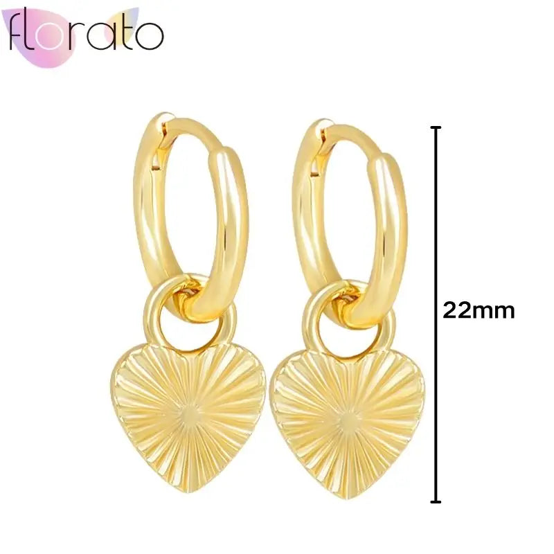 925 Sterling Silver Ear Buckle Retro Metal Heart Pendant Hoop Earrings for Women CZ Huggie Earrings Fashion Females Jewelry