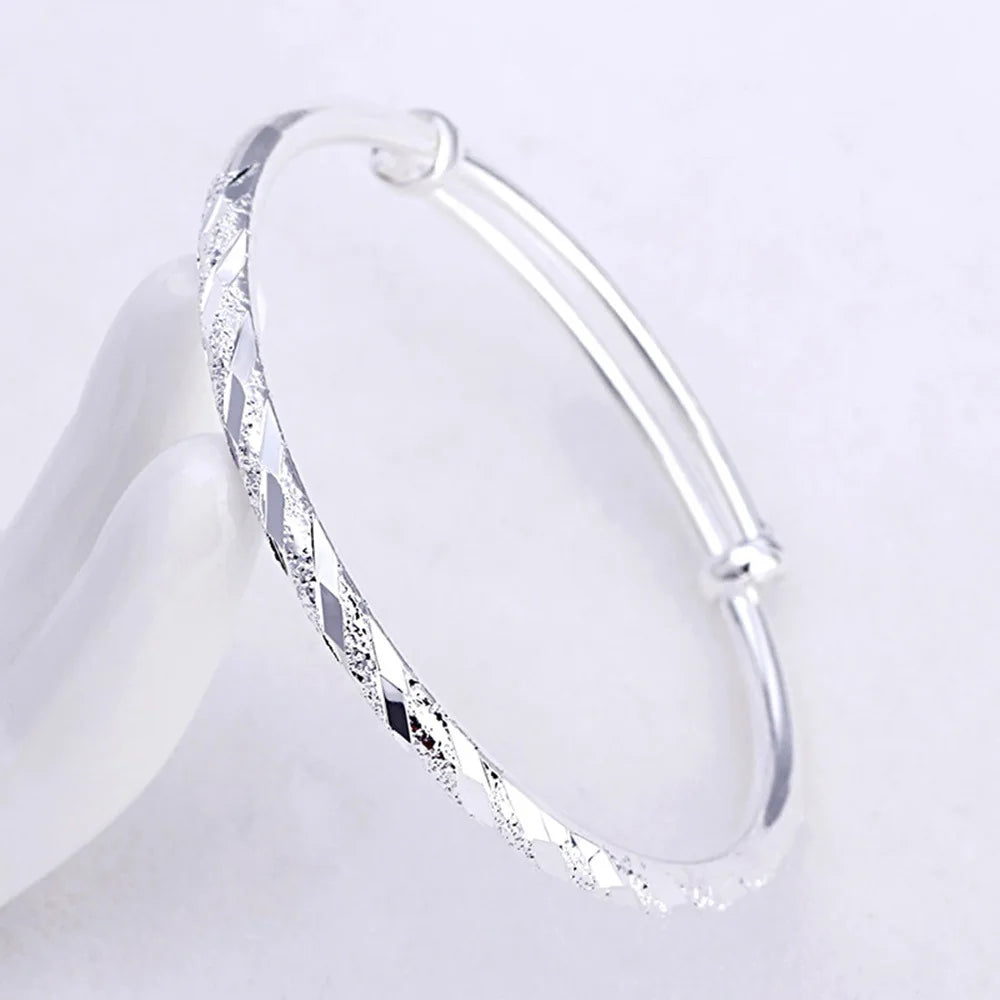 925 Silver Bracelet For Women men Fashion Wedding Party Cute Lady Handmade weaving Jewelry adjustable Grinding sand