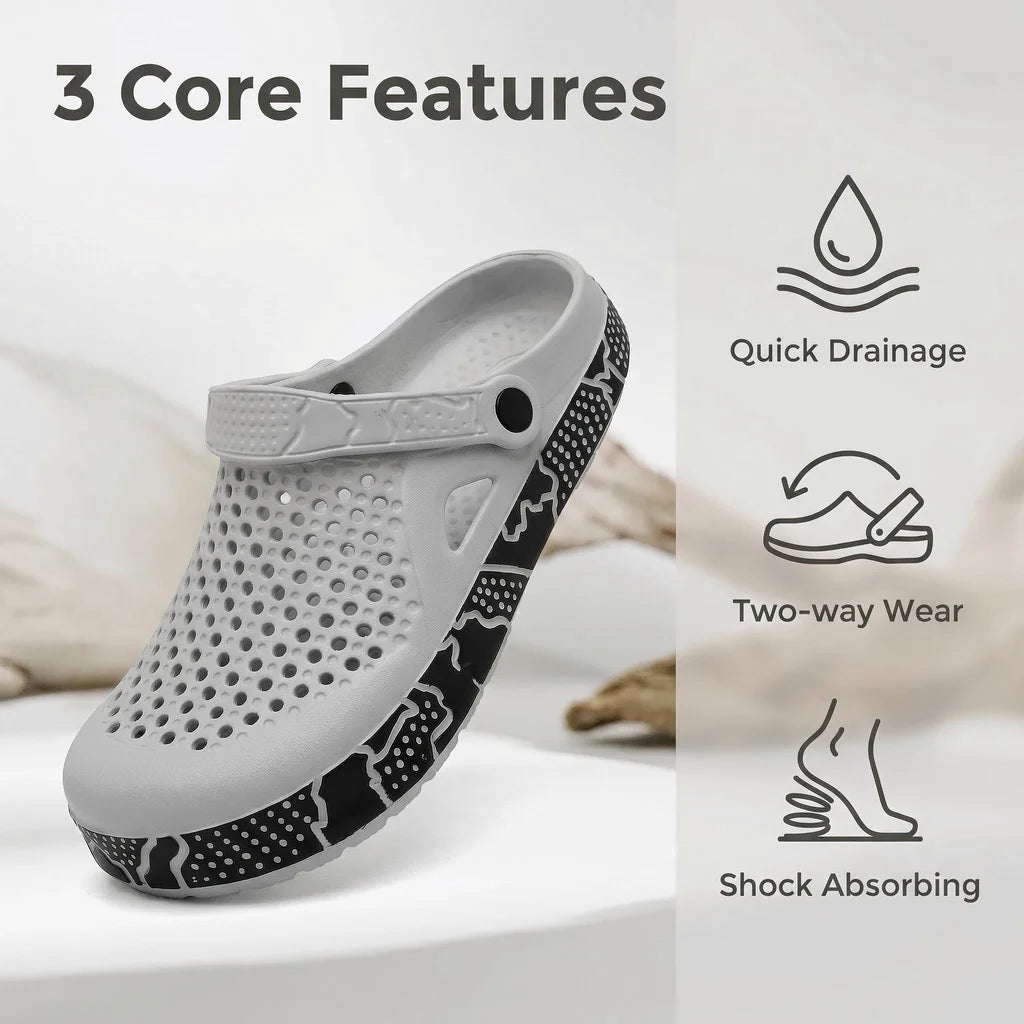 Men's Clog Slippers Breathable Hole Design Lightweight Adjustable Back Strap Summer Multi-scene Bathroom Beach Garden Shoes