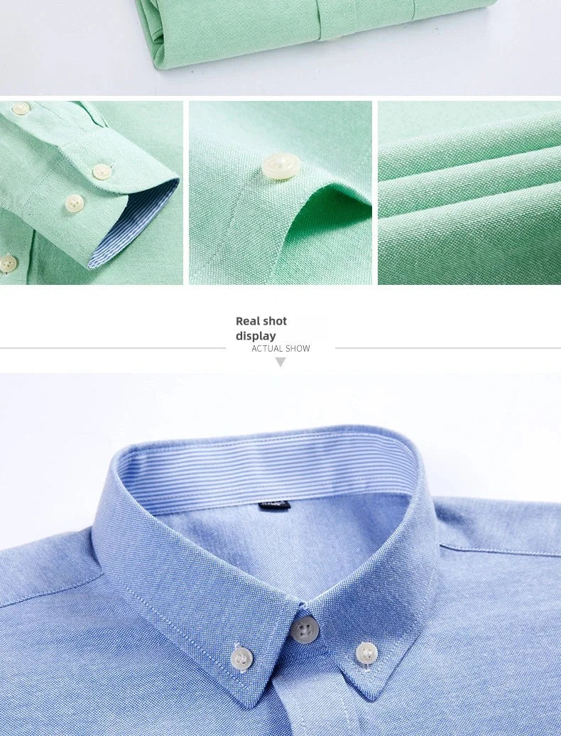 Men's Long Sleeve Shirt Spring Summer Autumn Winter Oxford Woven Slim Free Ironing Comfortable Soft Casual Fashion Simple Work