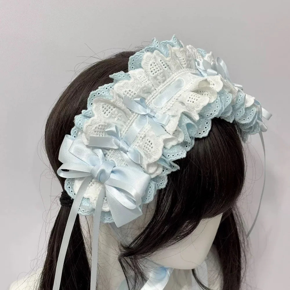 New Lace Lolita Wing Angel Headband Ribbon Bowknot Gothic Hair Band Sweet Cosplay Headdress Headwear