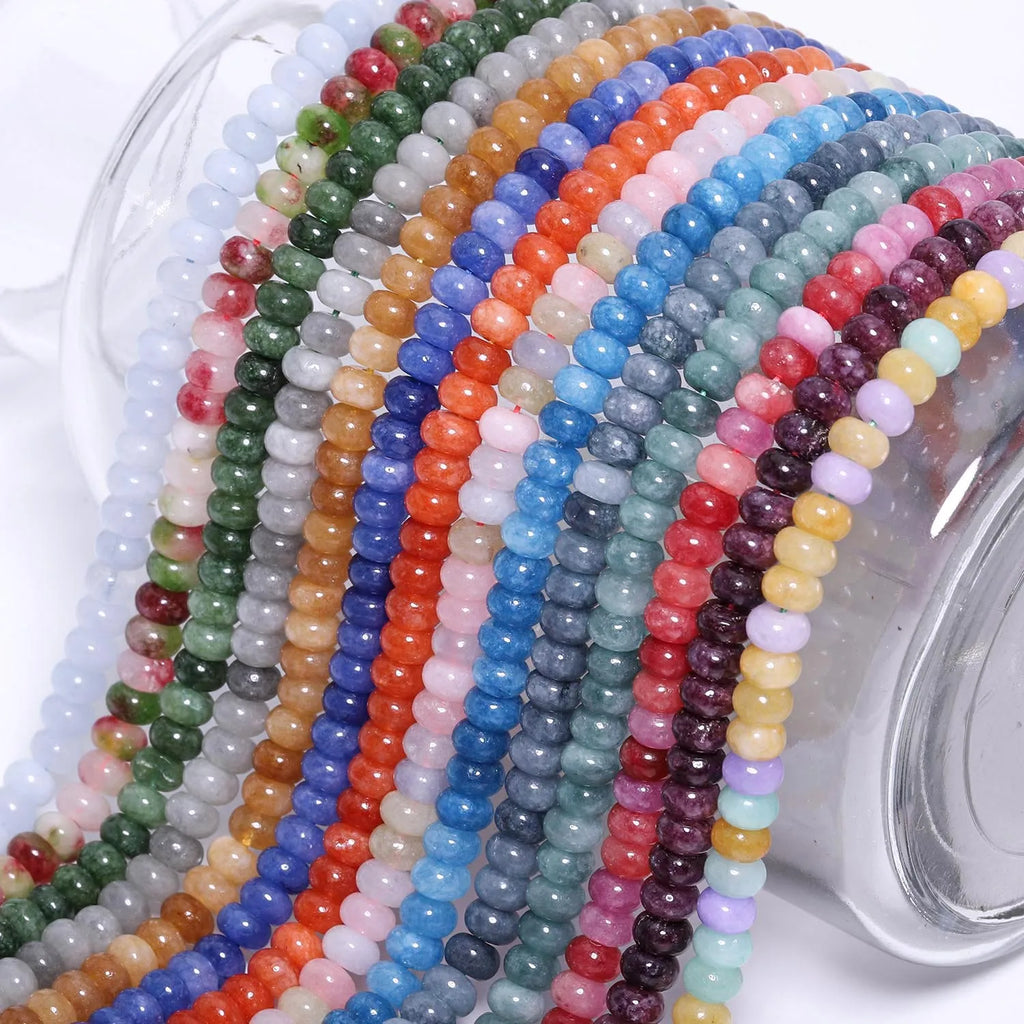 4x6mm Abacus Shape Jade Stone Beads Multicolor Mixed Spacer Beads for Jewelry Making Handmade DIY Bracelet Necklace Pendant