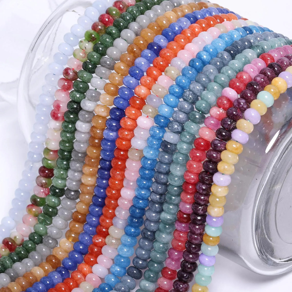 4x6mm Abacus Shape Jade Stone Beads Multicolor Mixed Spacer Beads for Jewelry Making Handmade DIY Bracelet Necklace Pendant