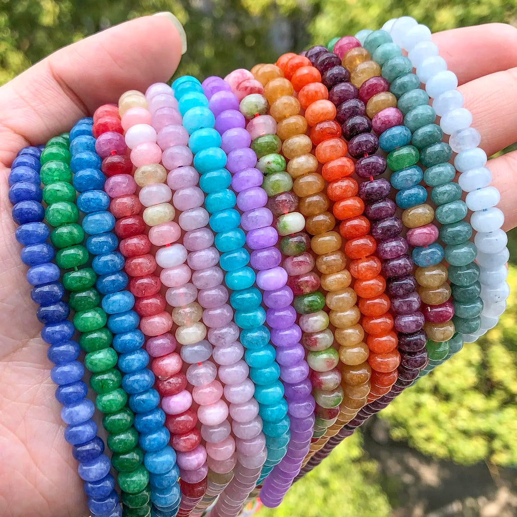 4x6mm Abacus Shape Jade Stone Beads Multicolor Mixed Spacer Beads for Jewelry Making Handmade DIY Bracelet Necklace Pendant