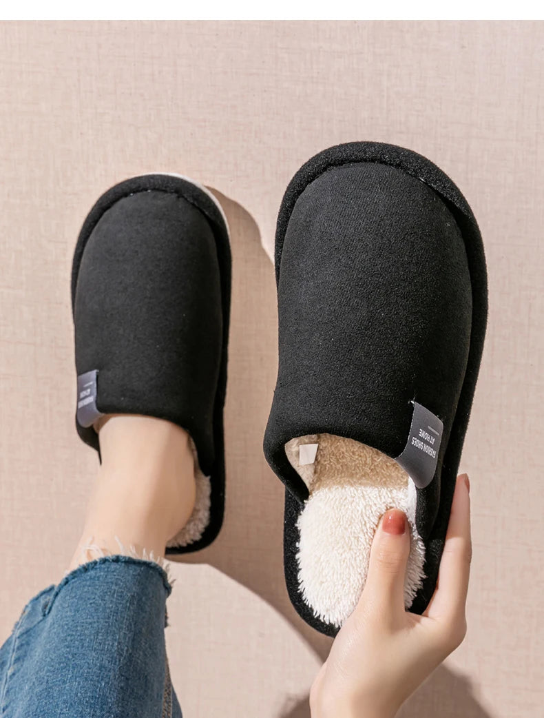 Winter Warm Slippers Men House Non Slip Soft Shoes Comfortable Flat Heel Home Indoor Bedroom Plush Slippers Bedroom Female shoes
