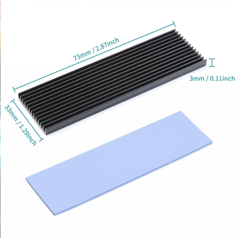 M.2 Heatsink Heatsink with Thermal Silicone Pads 2280 SSD Heatsink with 2 Black Rubber Straps For PC/PS5 M.2 SATA SSD
