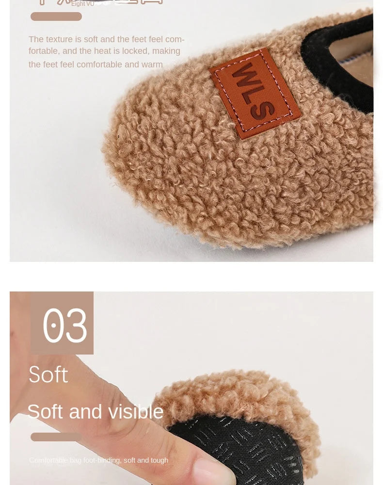Autumn Winter Warm Baby Slippers Toddler Plush Floor Sock Shoes Boys Girls Soft Anti-slip Walking Shoes Indoor Home Kids Socks