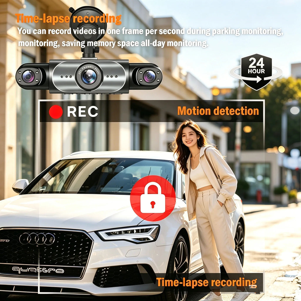 4 Channel Dash Cam 360° Car Video Recorder Black Box with Night Vision 24/7 Parking Monitor G-Sensor Loop Recording Auto Parts