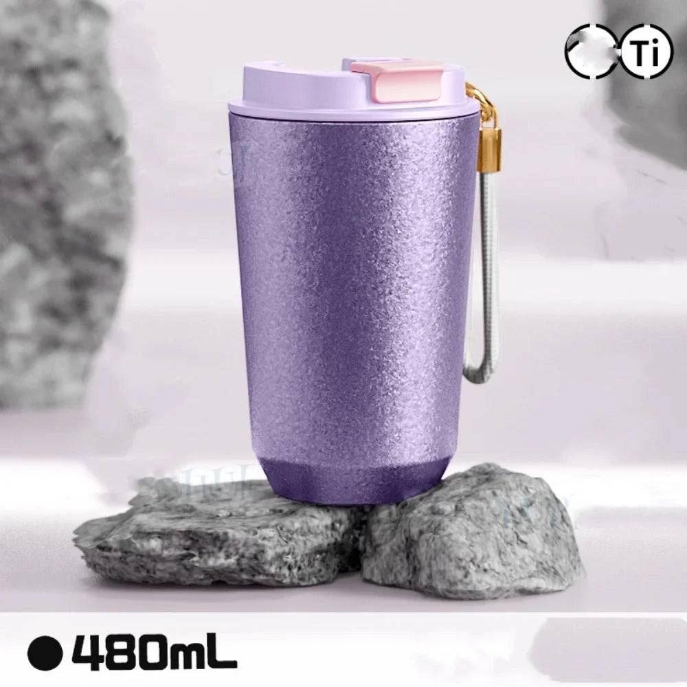 Titanium Liner Travel Coffee Mug Tumbler with Lid Reusable Insulated Thermal Cup Keep Cold Hot