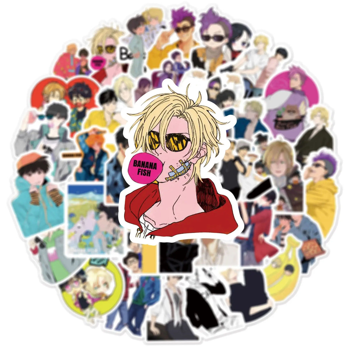 50Pcs BANANA FISH Graffiti Stickers Water Bottle Laptop Phone Bicycle Luggage Case Skateboard Children Adult Sticker