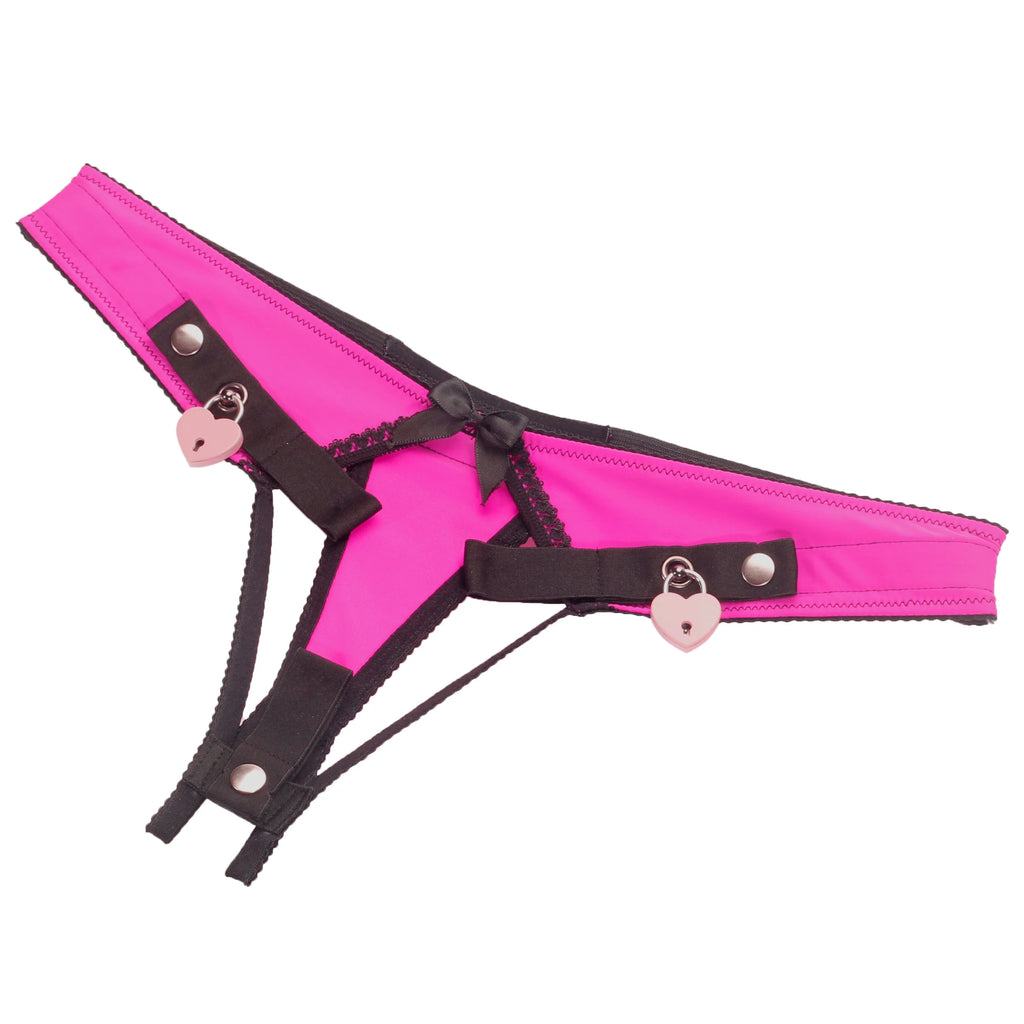 Sissy Training Pink ADJUSTABLE G-STRING For Fufu Clip, Chastiry Panties, Anti-Falling Harness for Male Chastity Cage