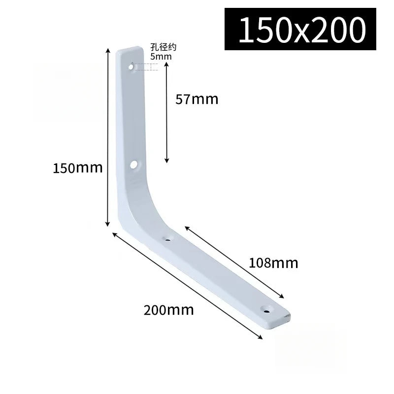 L-Shaped Floating Shelf Brackets - Heavy Duty Stainless Steel Wall Mount, Black/White Modern Industrial Supports