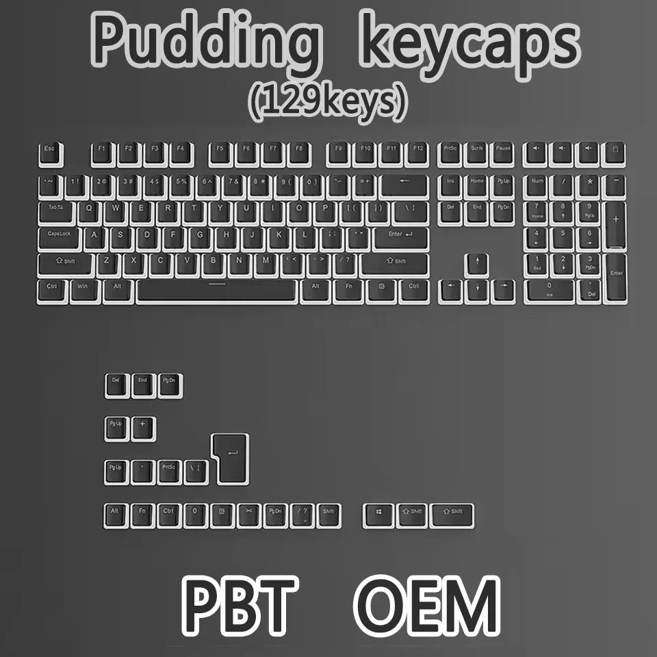 2025 PBT Pudding Keyboard Keycap OEM Profile 129 Keys Key Cap for Mx Hot Swap Mechanical Keyboard Switch Transparent RGB Keycaps