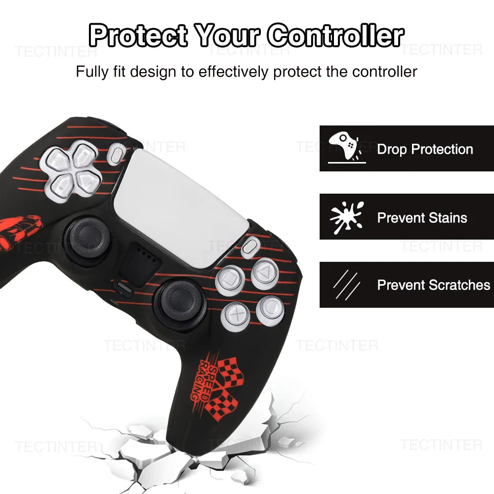 Protective Cover Skin for Playstation 5 Controller Anti-slip Silicone Case for PS5 Slim Gamepad Cover Thumb Grips Accessories