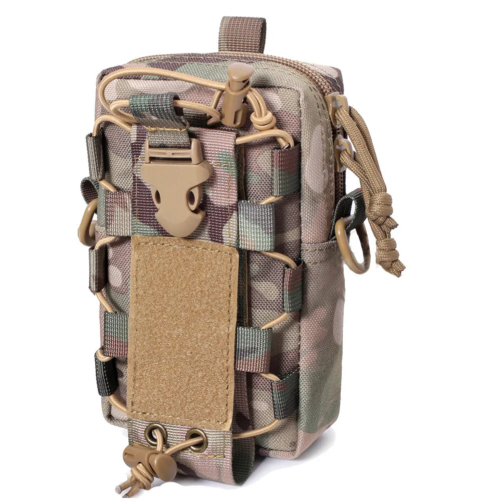 Molle EDC Water Bottle Pouch Canteen Kettle Carrier Holder Outdoor Sports Phone Holder Travel Camping Hiking Hunting Waist Bag