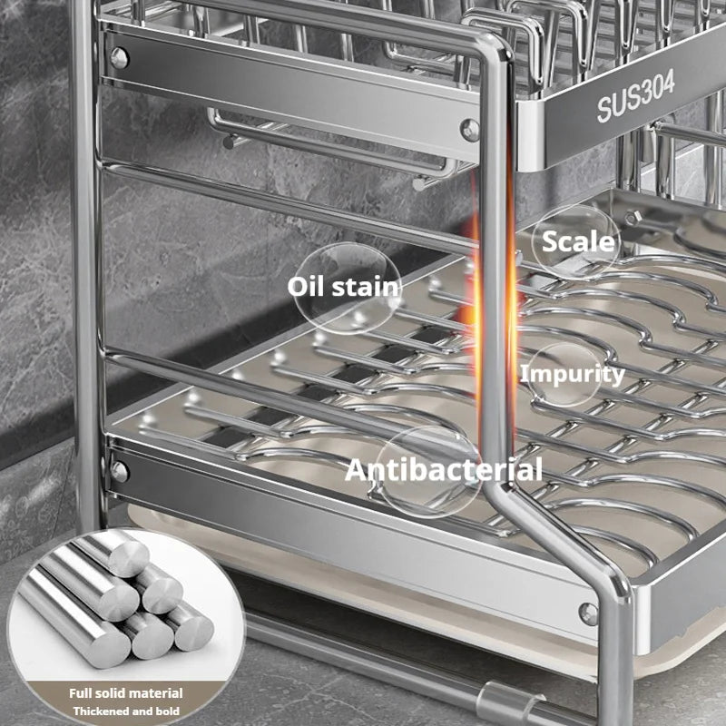 New Dish Drainer Kitchen Storage Organization Stainless Steels Drainer Kitchen Dishes Kitchenware Tableware Drainer Board Rack
