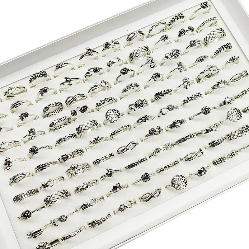 30pcs/Lot Factory Wholesale Dropshipping Antique Design Finger Rings Set Mix Style Women All Match Gift Party Bar Decorate Girl