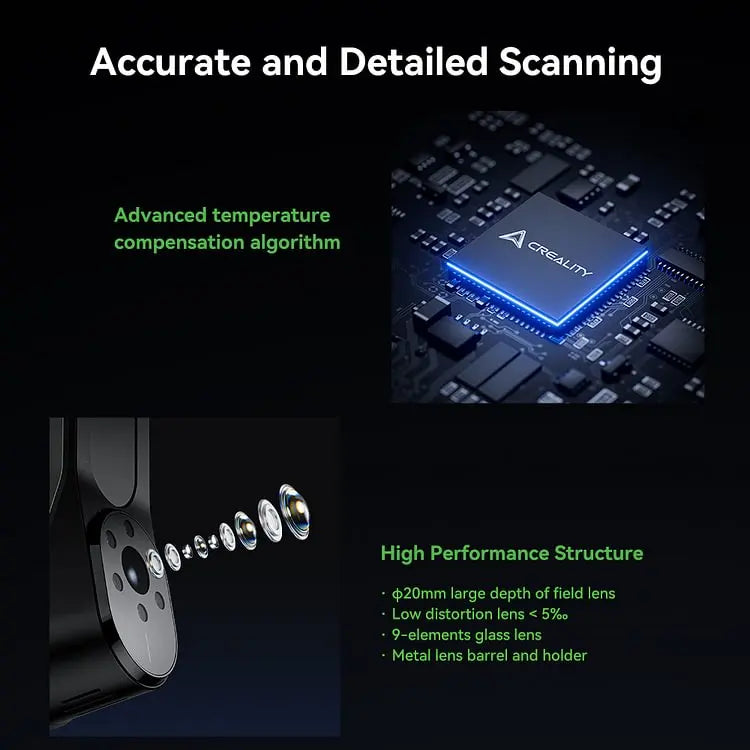 Creality 3D Scanner CR-Scan Raptor Multiple-line Blue NIR 0.02mm Accuracy 60FPS Anti-Shake Tracking Scanning 24Bit Color Scanner