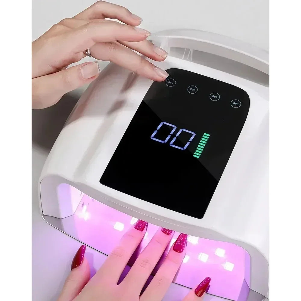 96W Mirror Reflective Nail Lamp with Metal Pad Cordless Manicure Dryer Wireless UV Light for Nails Rechargeable Nail UV LED Lamp