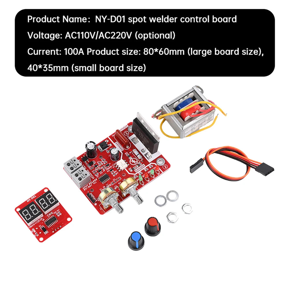 100A NY-D01 Spot Welder Control Board Kit Digital Display Spot Welding Machine Time And Current Control Module AC 110/220V