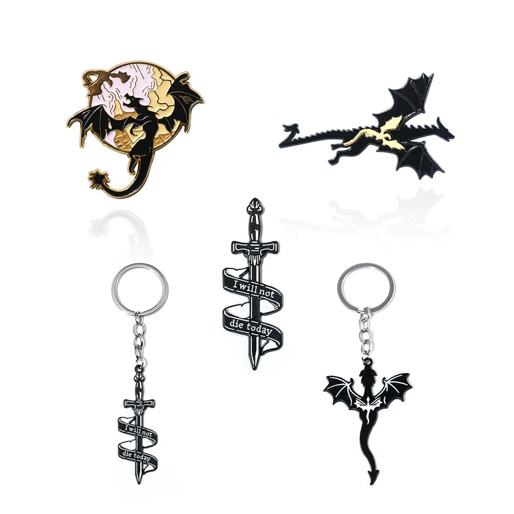 Trending Basgiath War College Fourth Wing Black Dragon Keychain Pendant Car Key Chain Jewelry Men Children Gifts Accessories