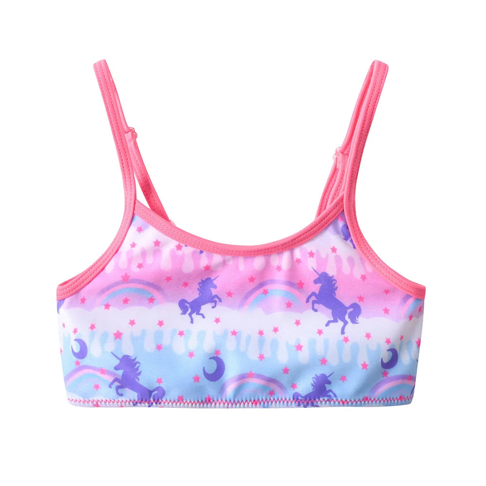 DXTON Girls 2 pcs Swimwear Suit Kids Flag Print Stars Stripe Swimsuit Children Bikini Sets for Summer Beachwear Bathing suit