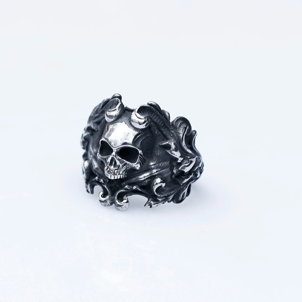 NEW Men's 316L Stainless-Steel Rings Calvarium Skull Devil Ring for Gothic Decorative Pattern Jewelry Gift Free Shipping