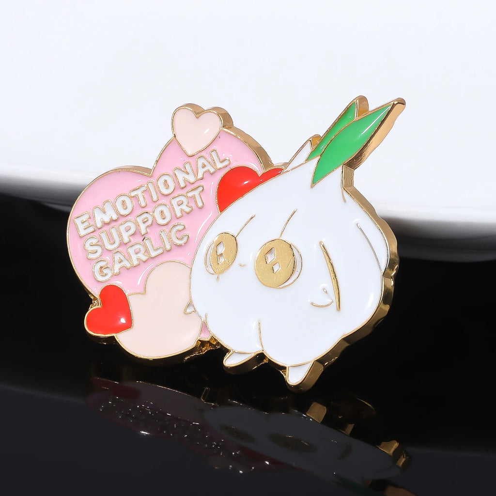 Emotional Support Garlic Brooch Positive Cute Heart Love Inspirational Pins Badge Backpack Decoration Jewelry Accessories Gifts