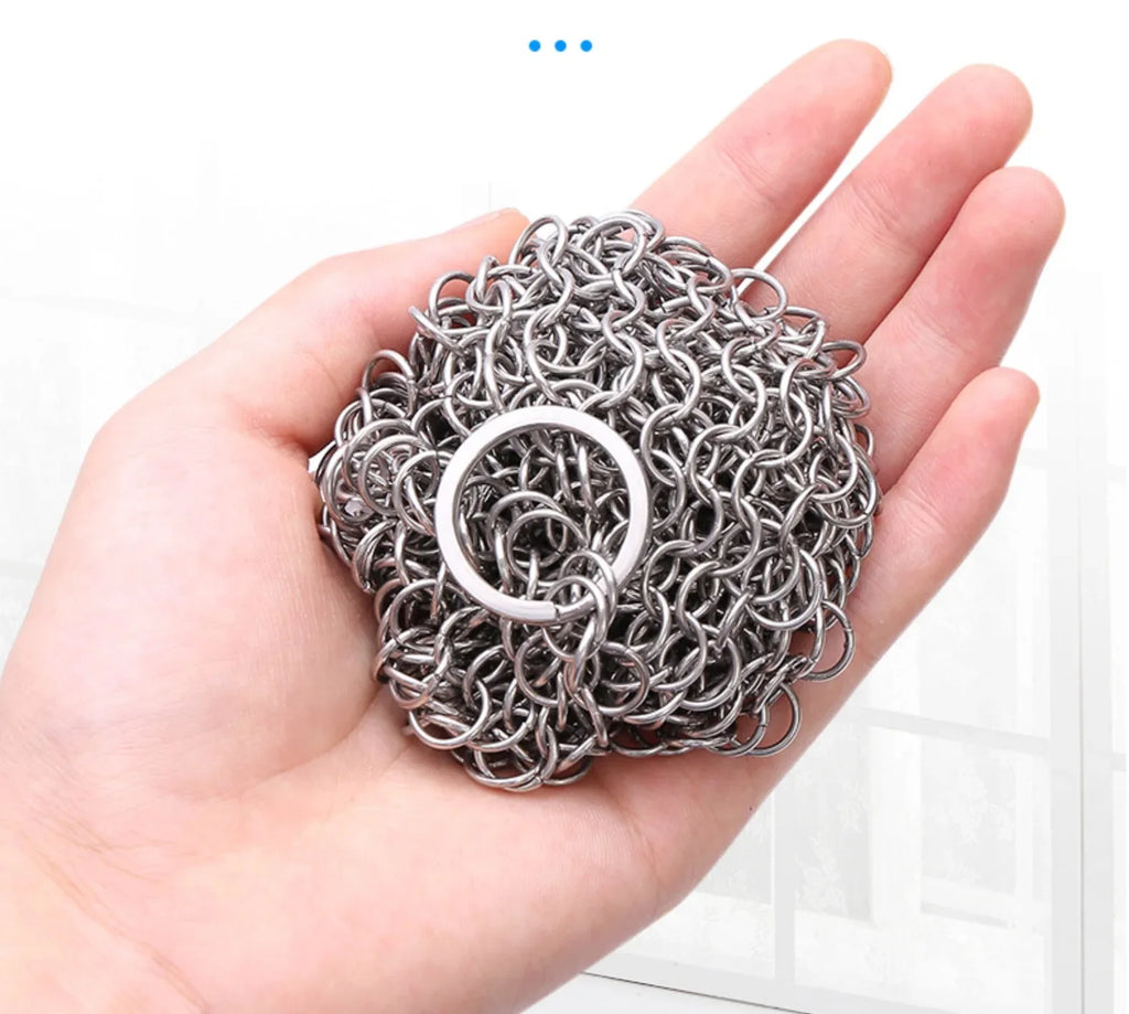 Multi-Size Metal Washing Mesh Cleaner, Durable Stainless Steel Scourer to Remove Rust, Burnt Food from Kitchen Cookware