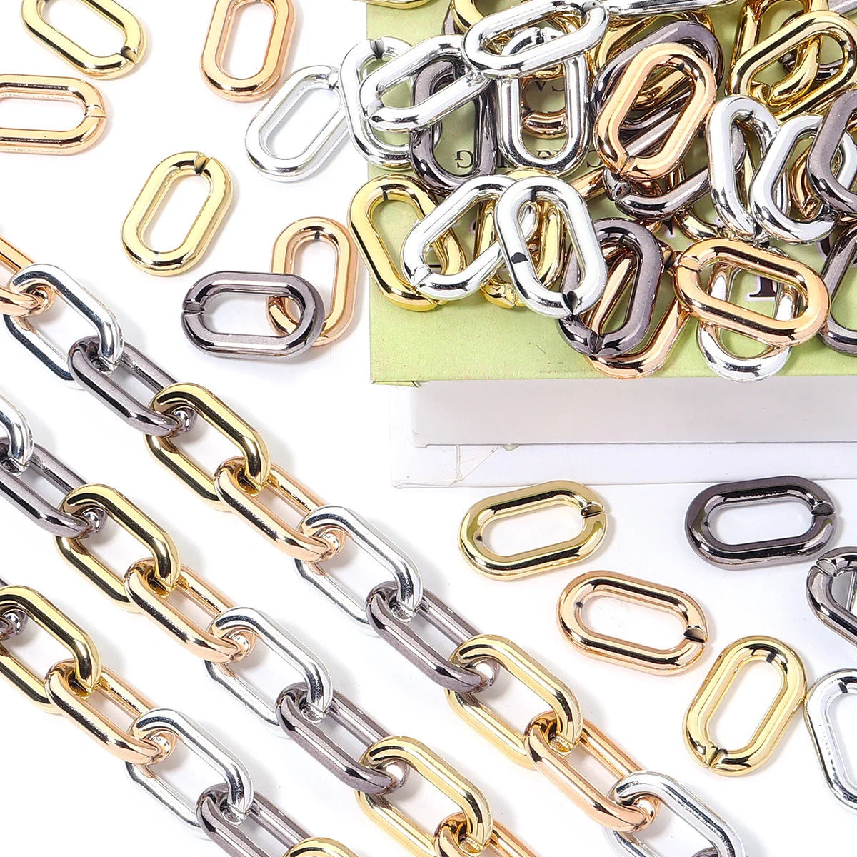 20pcs/Lot 16X27mm Plated Acrylic Chain Buckle Link Chain Connector For Jewelry Making DIY Necklace Bracelet Earring Accessory