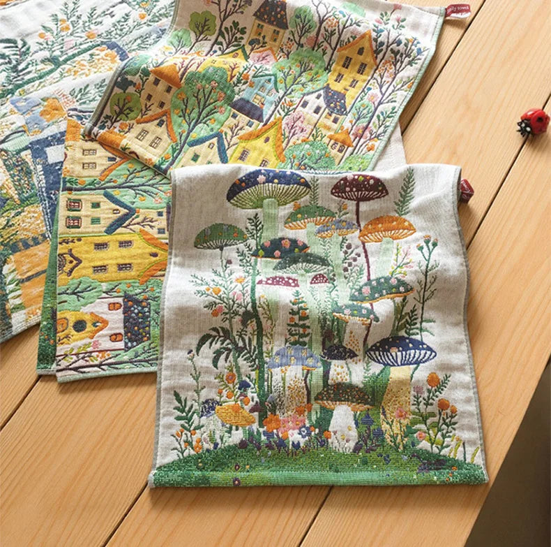 34x40cm Large Hand Towels 4-Layer 100% Cotton Gauze Quick-Dry Dishcloths, Decorative Tea Towels for Kitchen & Bathroom