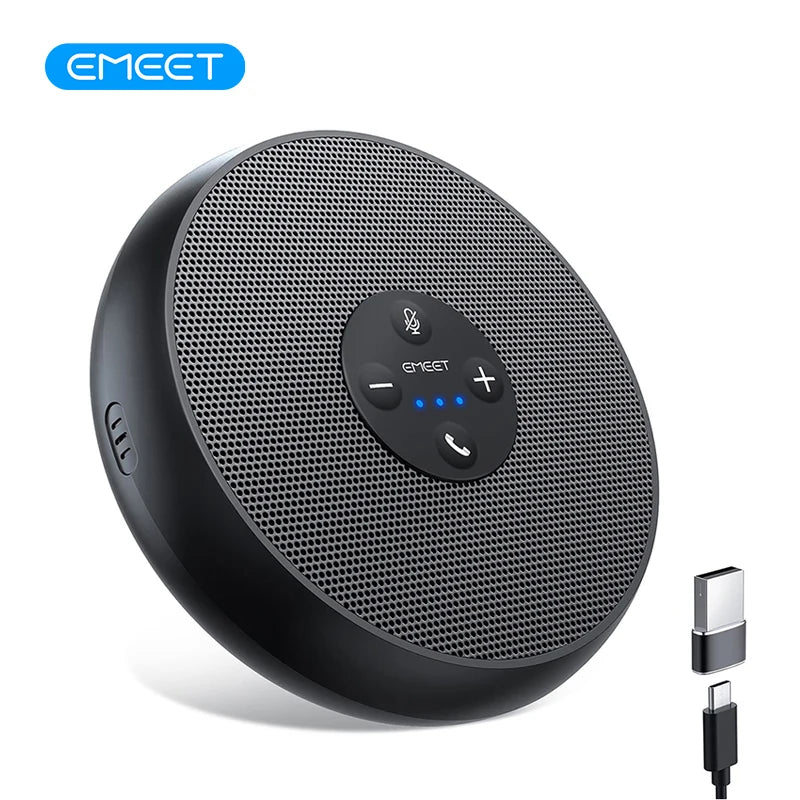 EMEET USB Wired Speakerphone Conference Speaker With 2 Mics 360° Voice Pickup Meeting Microphone for Zoom/WebEx/Microsoft Teams
