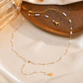 Women Pearl Long Necklace, Y Shape Pearl Drop Lariat Necklace, Waterproof Gold Plated Valentine's Day Gift