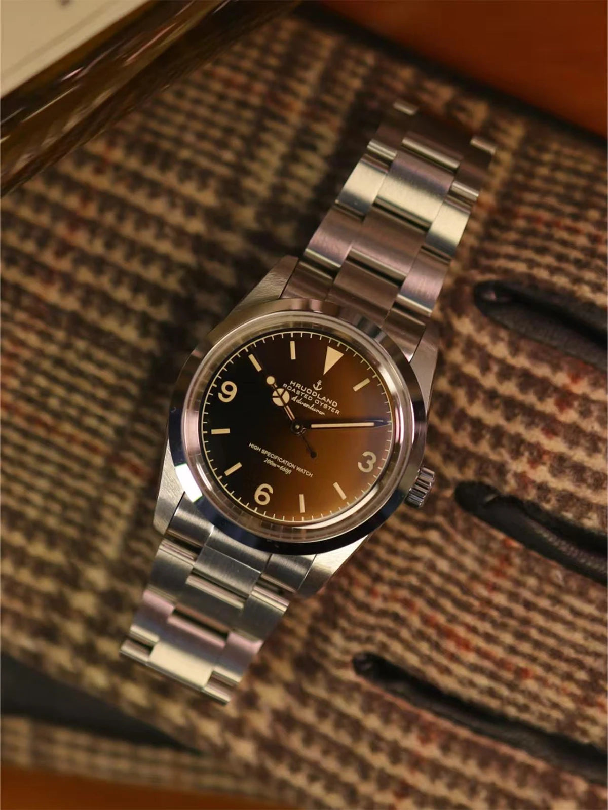 Hruodland 2025 36mm Classic Automatic Men Dress Watches PT5000 Mechanical Stainless Steel Bracelet Black Sport Wristwatch Male