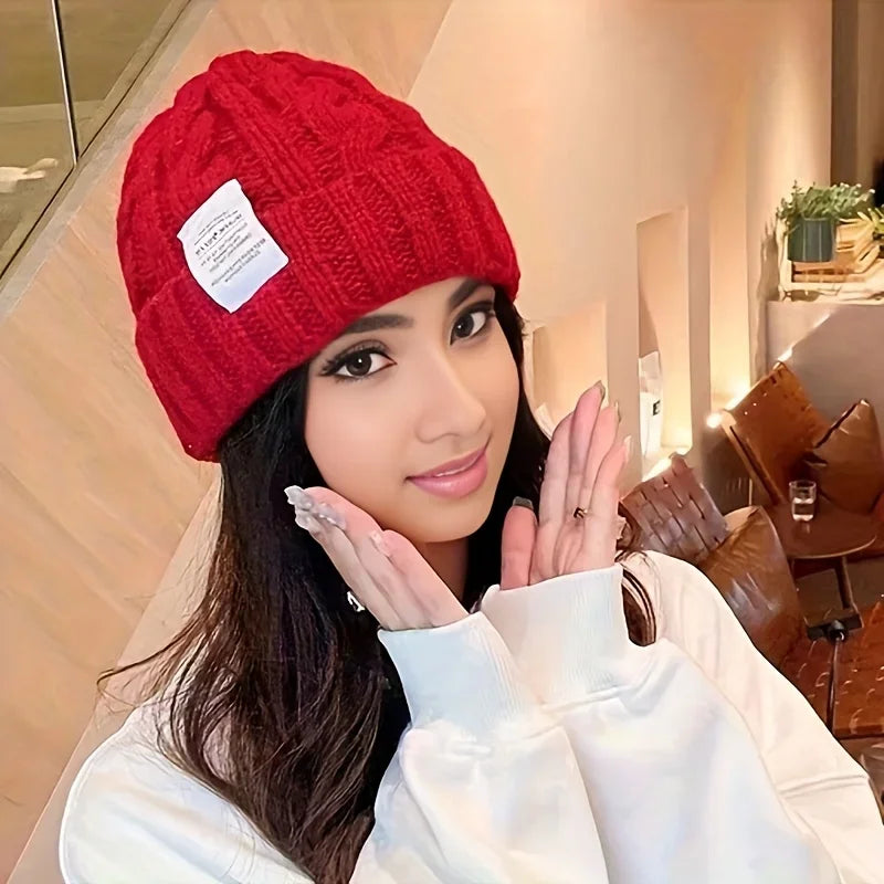 Unisex Thread Knitted Hat Winter Keep Warm Hats Female Beanie Hat Women Solid Color Cap Couple Cap Bonnet Lady Crochet Caps