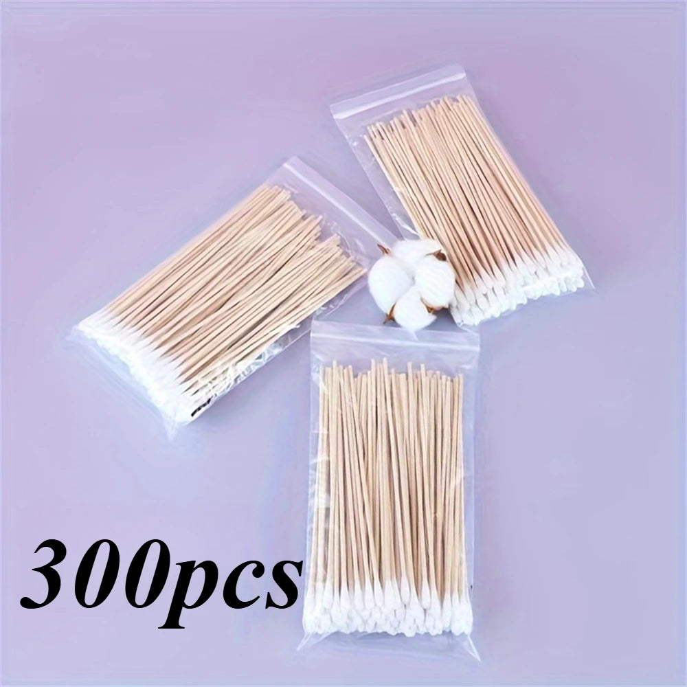 100/300/500pcs Double Pointed Cotton Swab Applicators - 6 Inch Long Cotton Swabs for Tattoo, Cleaning, Makeup & Ear Cleaning