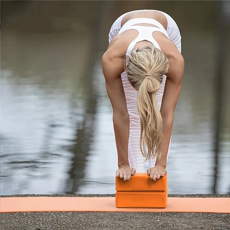 3pcs Set with Two Yoga Blocks+Resistance Bands, EVA Yoga Blocks, Stretching Resistance Bands Suitable for Beginner Yoga, Stretch