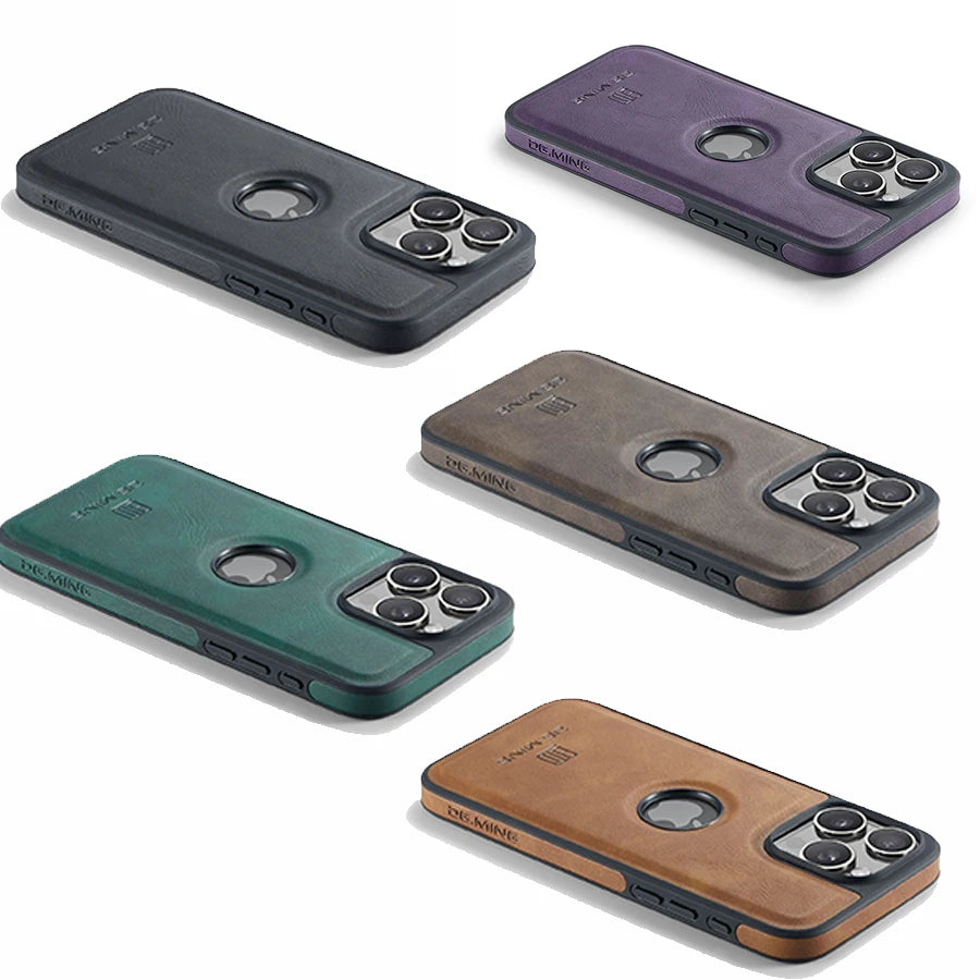 Luxury Strong Magnetic Leather Case for iPhone 16 Pro Max 17 Air 15 14 Plus 13 12 11 Logo View Wireless Macsafe Magsafe Cover