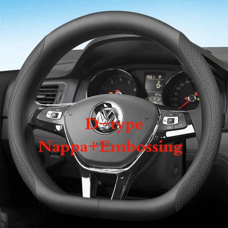 for Volkswagen VW Atlas Passat CC Taos touareg R-line Car Steering Wheel Cover 10colour Suede Leather 38 CM Auto Accessories