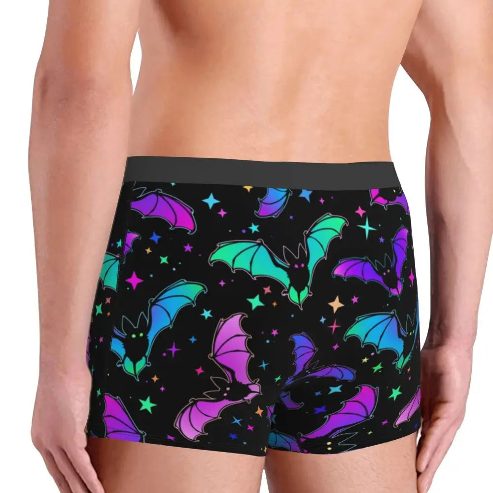Men's Bats and Star Gothic Pattern Underwear Halloween Fashion Boxer Briefs Shorts Panties Homme Breathable Underpants S-XXL
