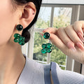 Green Water Droplet Bead Earrings Women Simple Glass Bead Tassel Vintage Unique Classical Earrings Women Jewelry Gifts