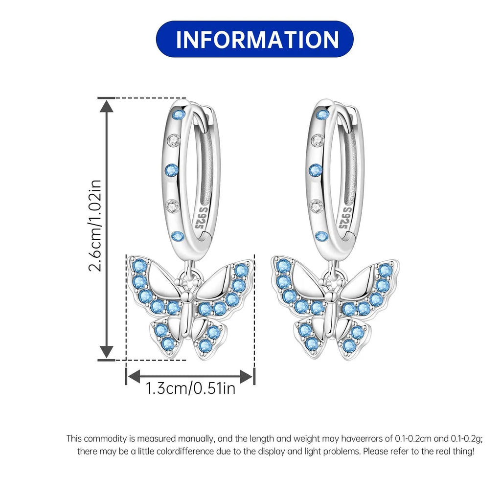 Orstarry 925 Sterling Silver 18k Golden Butterfly Insect Drop Earrings Women Earrings Birthday Party Jewelry Fine Original Gifts