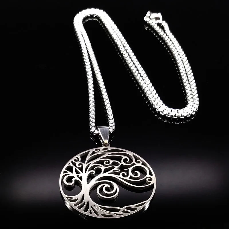 Tree of Life Collar Stainless Steel Necklace for Women Men Chain Necklace Jewellery Arbre De Vie Acier Inoxydable N842S01