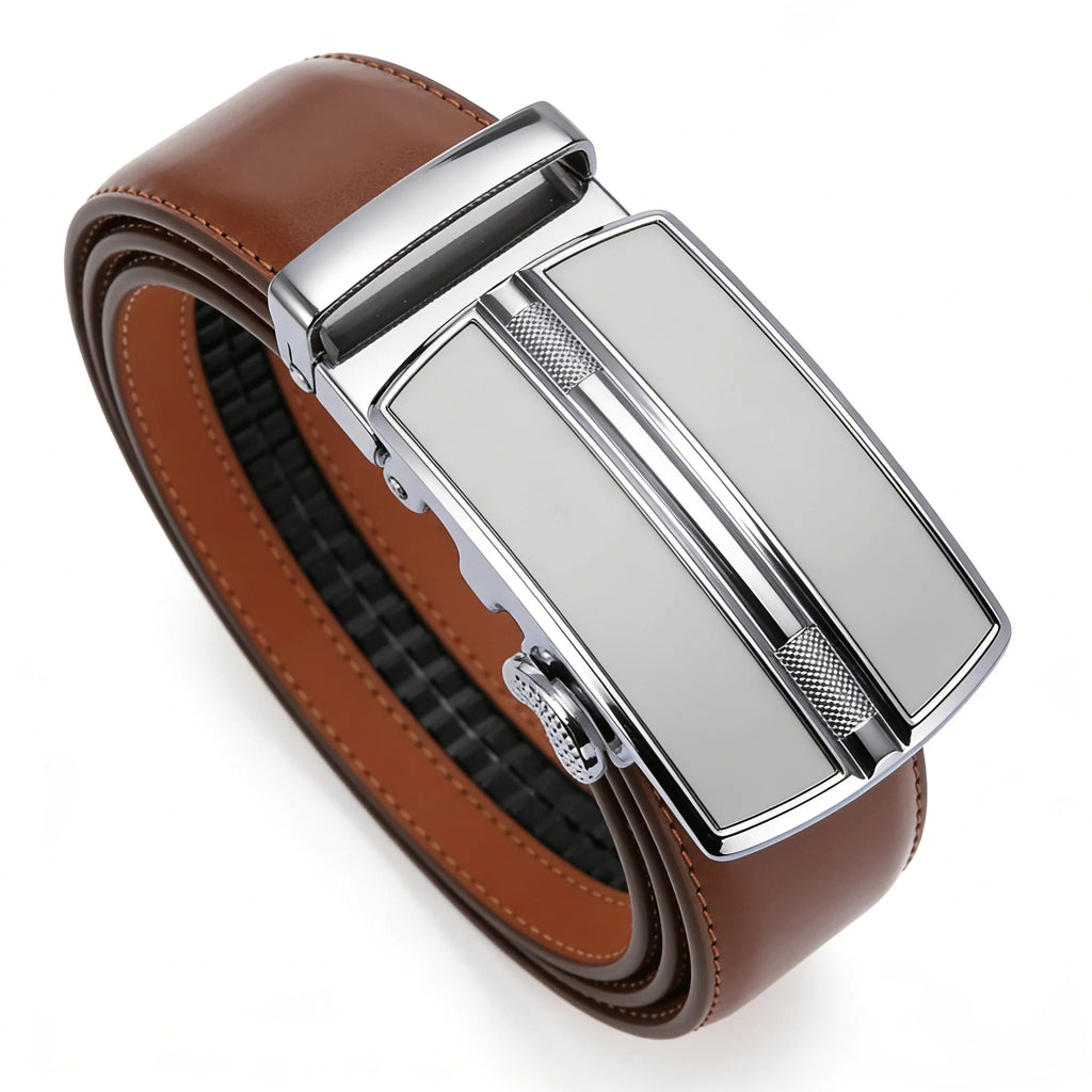 Men's Automatic Genuine Leather Luxury Belt Metal Automatic Buckle Male Waistband Designer High Quality Black Brown Waist Belts