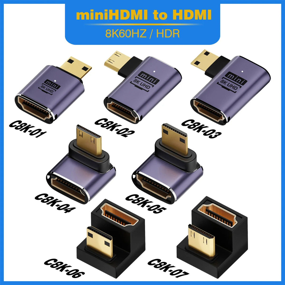 mini micro hdmi to HDMI 2.1 Converter 48Gpbs 8K60HZ 4K120HZ for HDTV Projector PS4 PS5 Laptop PC