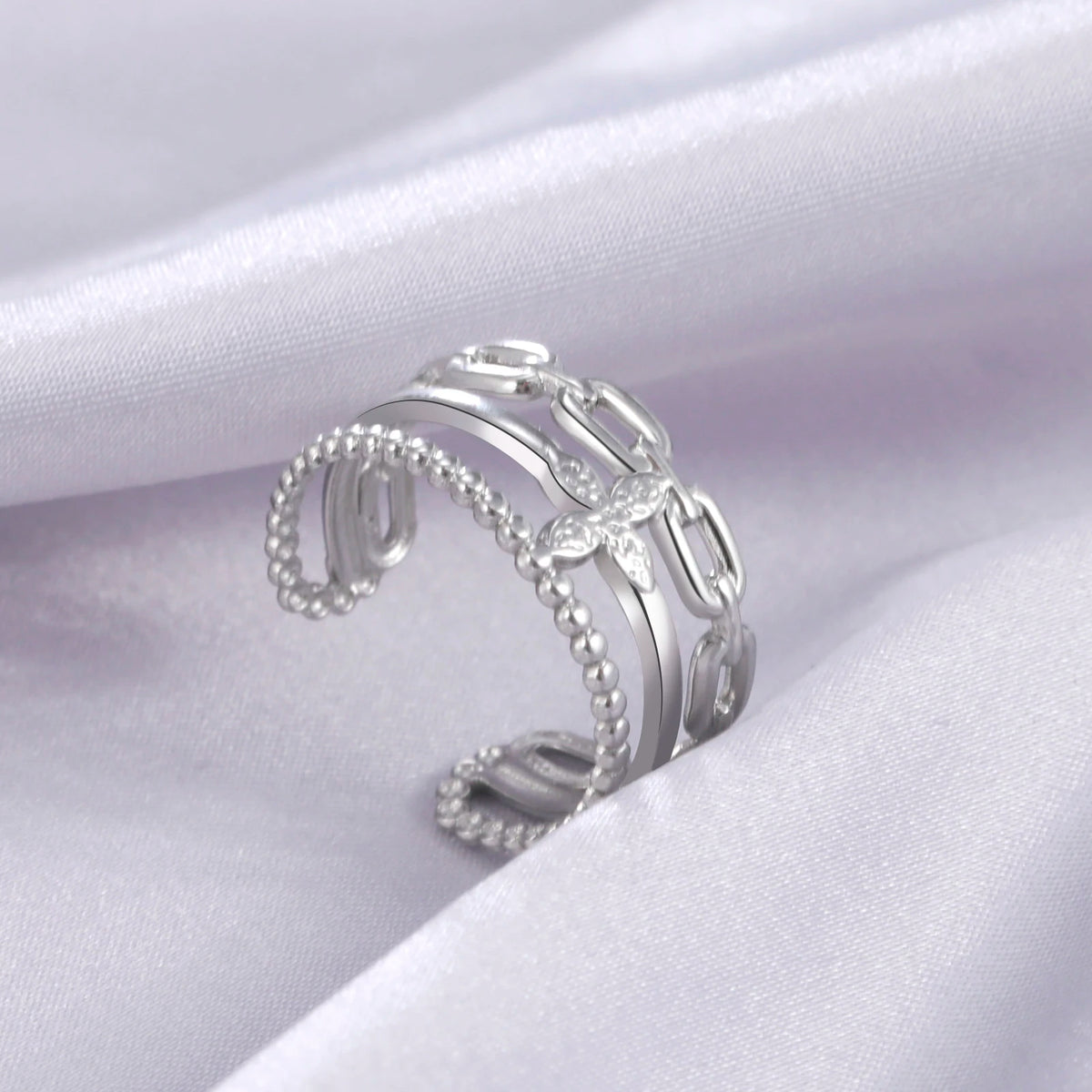 Amaxer For Women Lover's Rings Star Lace Beads Strip Stainless Steel Gold Color Silver Color Engagement Jewelry Party Gift